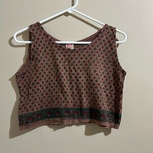 Patterned Brown Crop Top